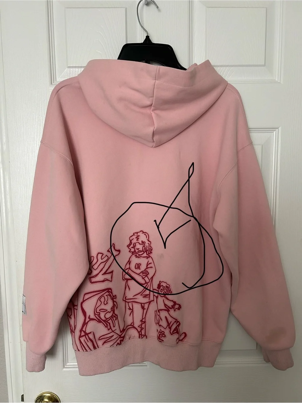 Aelfric Eden Pink Pullover Hoodie with Dark Pink Cartoon Graphic/ S